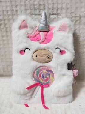 CLAIRE'S Plush Llama Unicorn Journal Diary - NEW NWT